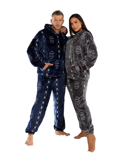 Unisex Warm Plush Hooded Pajamas for Cold Season