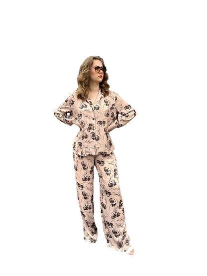 Stylish Comfortable Women's Floral Print Silk Lounge Set
