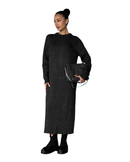 Seamless Knitted Women's Long Dress Ariel in Dark Gray