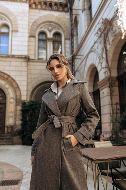 Elegant Wool Coat with Long Length and Belted Waist for Stylish Fall Wardrobe