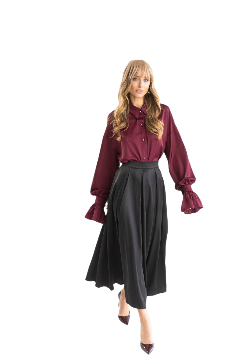 Elegant Mango Satin Maxi Skirt for Women in Black and Chocolate
