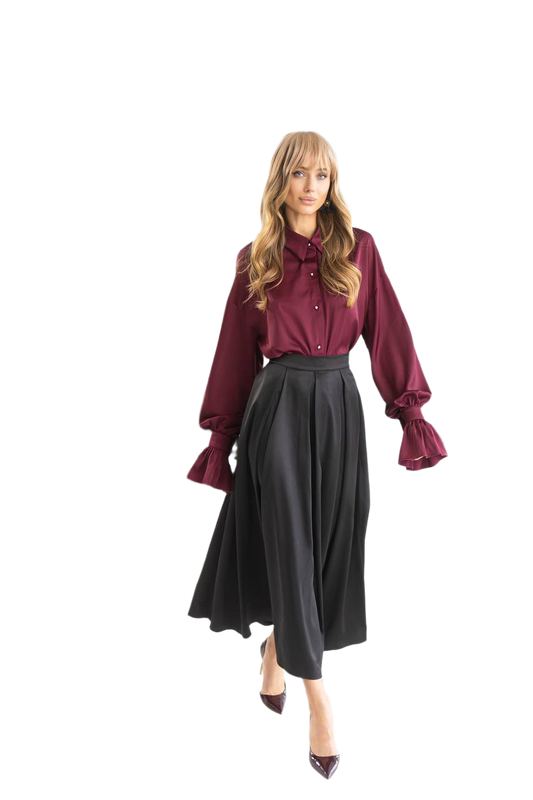 Elegant Mango Satin Maxi Skirt for Women in Black and Chocolate
