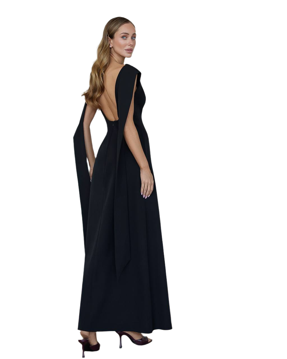 Elegant Premium Diagonal Crepe Long Dress for Women