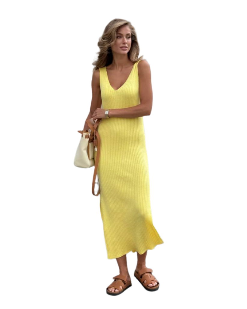 Luxury Seamless Ribbed Midi Dress for Women