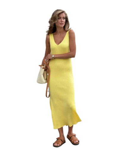 Luxury Seamless Ribbed Midi Dress for Women