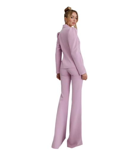 Womens Two-Piece Suit in Powder Crepe Diagonal Fabric