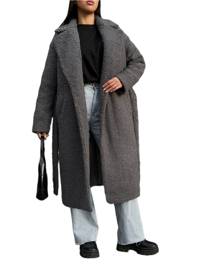 Winter Faux Fur Coat Stefa Women Comfortable Warm Outerwear with Belt