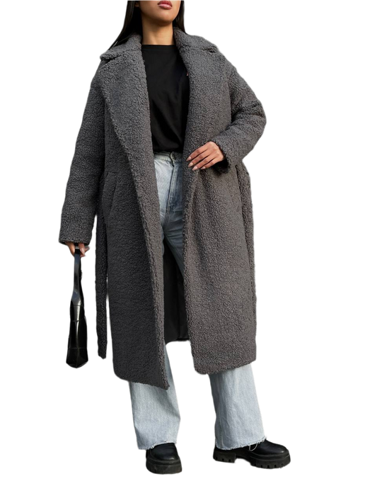 Winter Faux Fur Coat Stefa Women Comfortable Warm Outerwear with Belt
