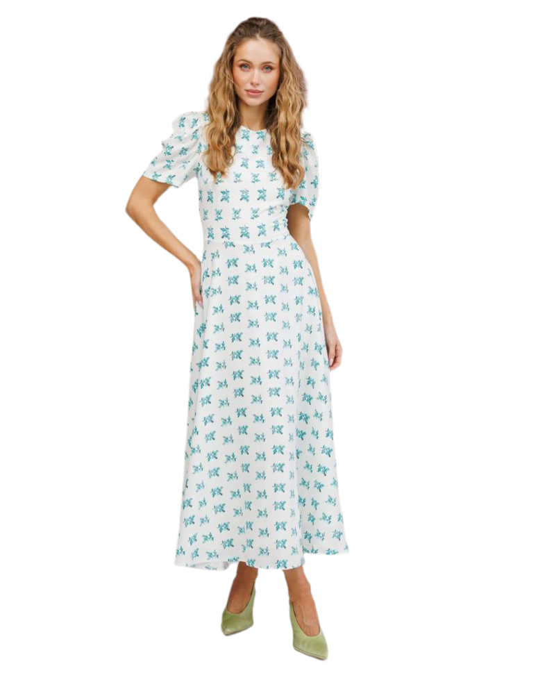 Elegant Floral Printed Dress with Lining for Women