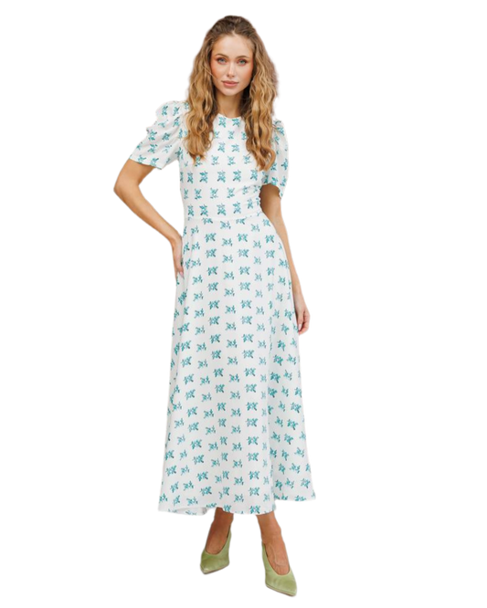 Elegant Floral Printed Dress with Lining for Women