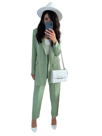 Womens Sancity Suit with Lined Jacket and Elastic Waistband Trousers