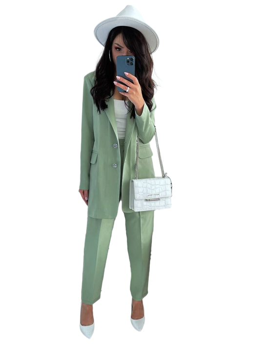 Womens Sancity Suit with Lined Jacket and Elastic Waistband Trousers