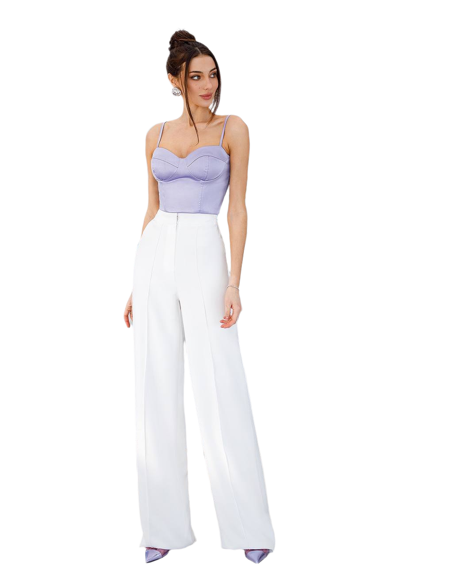 Womens Premium Suit Crepe Diagonal Pants with Elastic Back