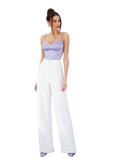 Womens Premium Suit Crepe Diagonal Pants with Elastic Back