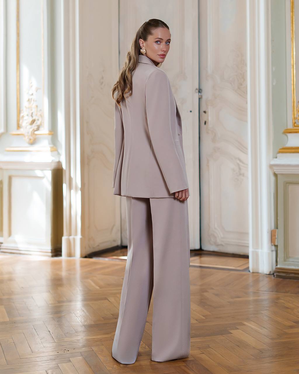 Womens Premium Diagonal Suiting Crepe Suit Jacket and Trousers