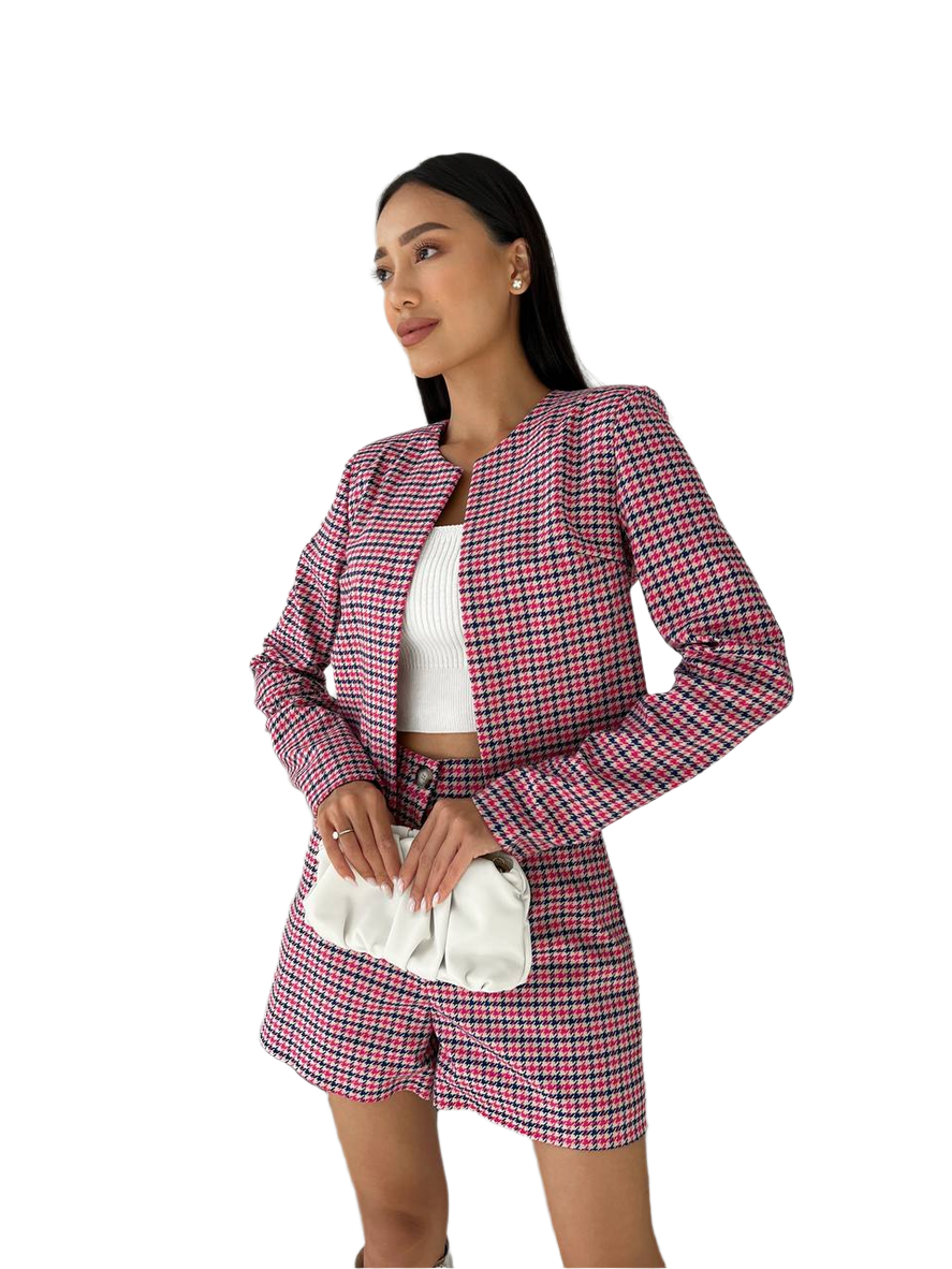 Womens Plaid Suit with Shorts and Jacket