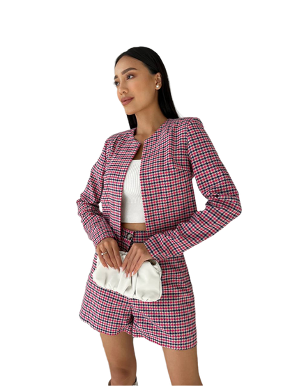 Womens Plaid Suit with Shorts and Jacket