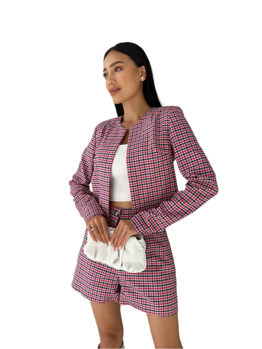 Womens Plaid Suit with Shorts and Jacket