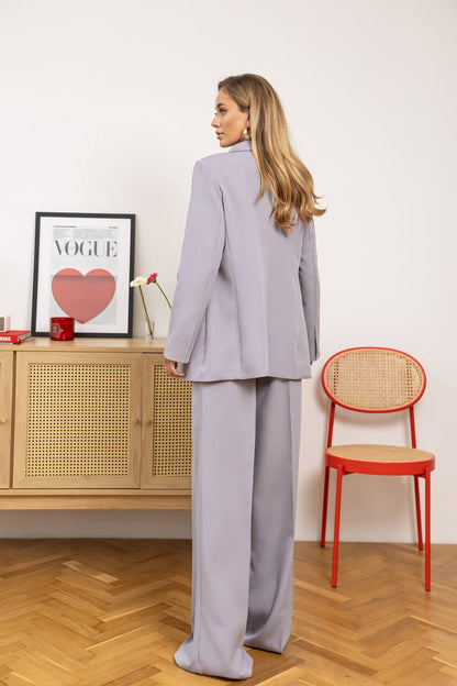 Three Piece Women Suit Soft Lilac Premium Crepe Lined Vest Jacket Trousers