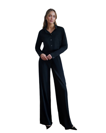 Womens Viscose Twill Shirt and Elastic Waist Pants Suit