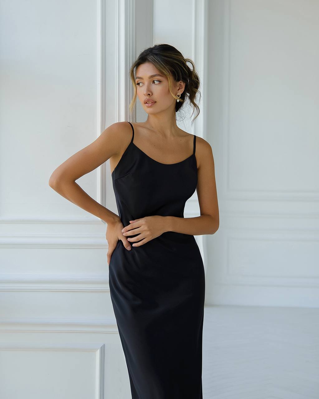 Premium Satin Dress-Slip for Women Black Cream Powder Blue Emerald