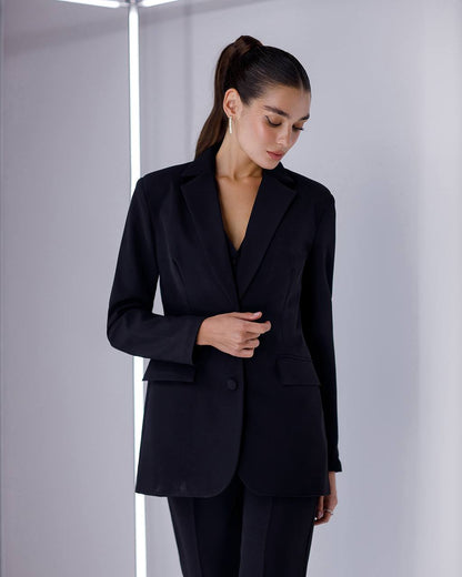 Womens Three-Piece Suit with Vest Diagonal Crepe Fabric