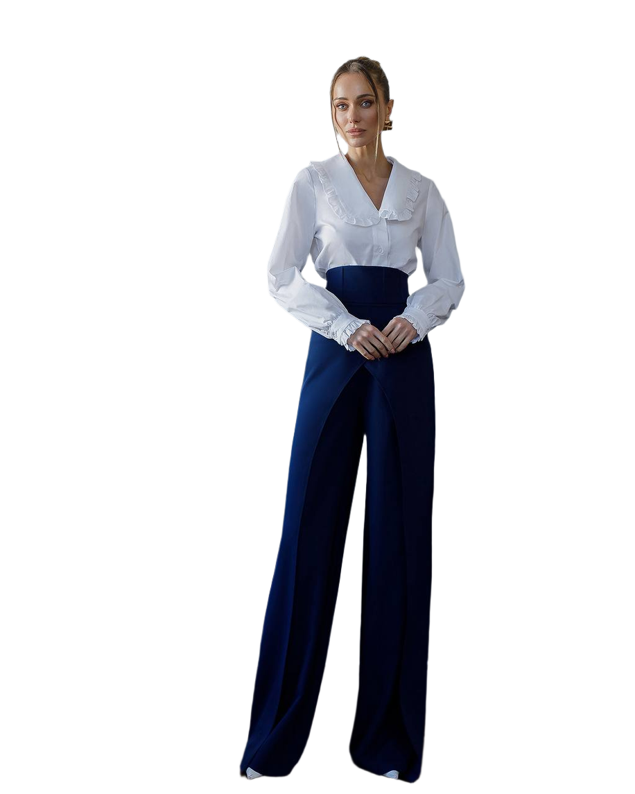 Premium Crepe Diagonal Suiting Pants with Corset Waistband for Women