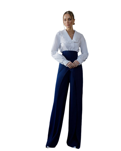 Premium Crepe Diagonal Suiting Pants with Corset Waistband for Women