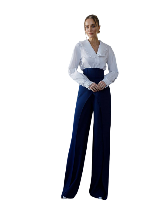 Premium Crepe Diagonal Suiting Pants with Corset Waistband for Women