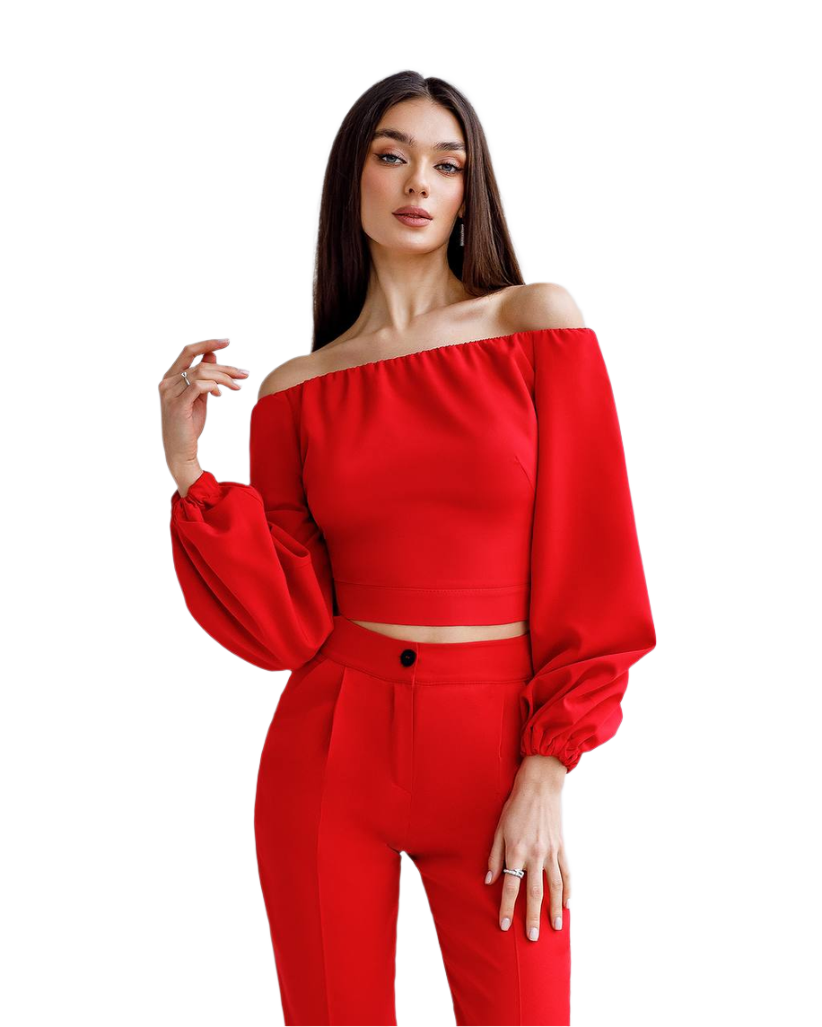 Stylish Red Off Shoulder Top in Various Sizes Red Black Creamy Plum Beige