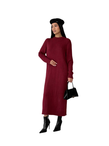 Seamless Knitted Long Dress Ariel for Women in Burgundy