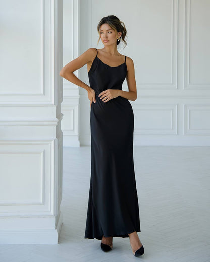 Premium Satin Dress-Slip for Women Black Cream Powder Blue Emerald