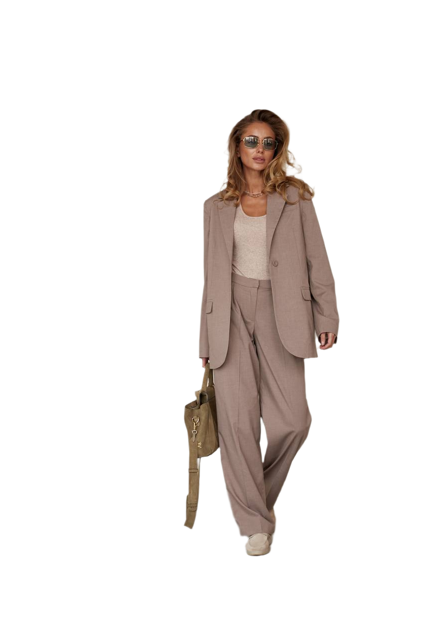 Womens Freska Suit in Suiting Crepe Fabric Elegant Neutral Set