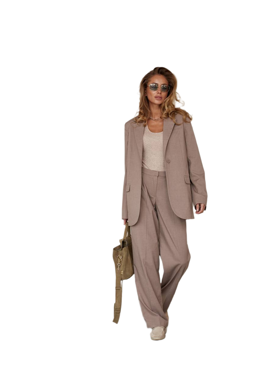 Womens Freska Suit in Suiting Crepe Fabric Elegant Neutral Set