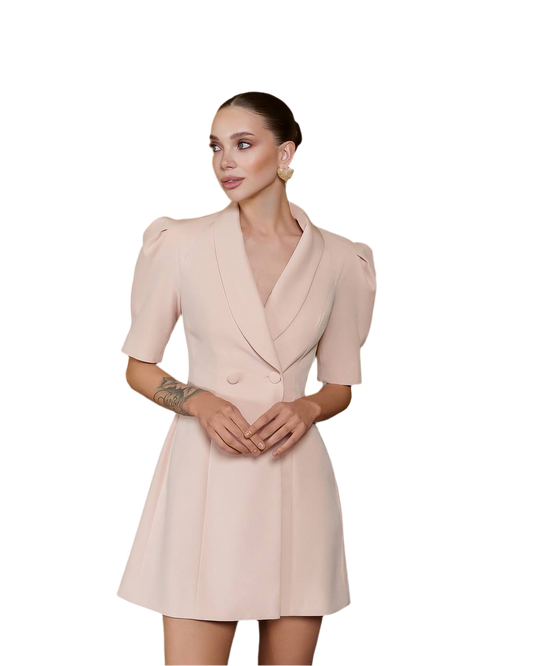 Elegant Short Dress for Women in Premium Diagonal Crepe