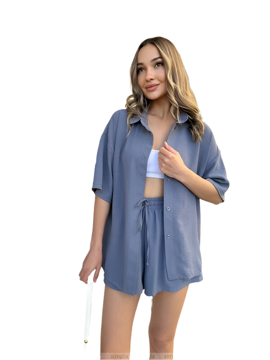 Lightweight Summer Two-Piece Set Womens Crepe Fabric