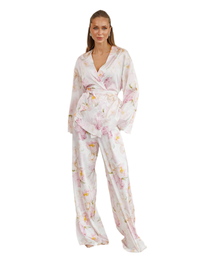 Premium Silk and Linen Boho Suit for Women Floral Print