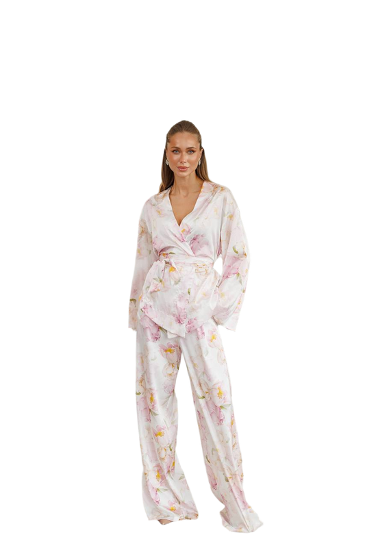 Premium Silk and Linen Boho Suit for Women Floral Print