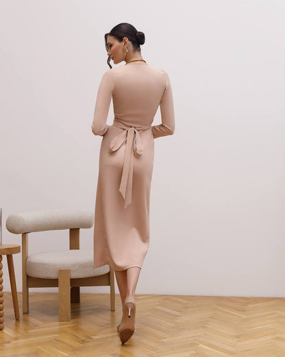 Elegant Wrap Midi Dress for Women in Multiple Colors