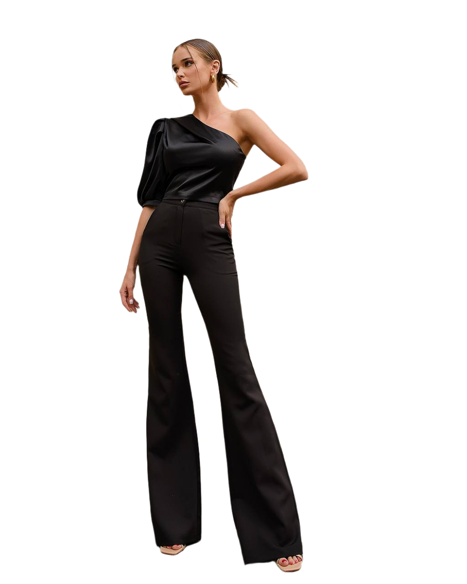 Womens Flared Trousers High Waist Wide Leg Pants
