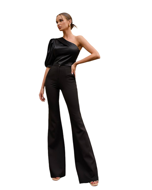 Womens Flared Trousers High Waist Wide Leg Pants