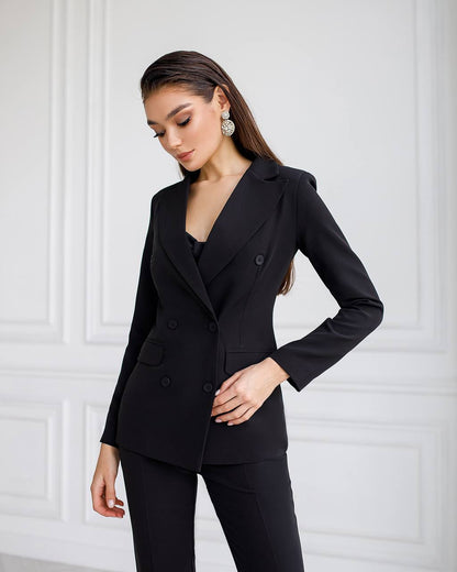 Womens Black Suit with Lined Blazer and Trousers