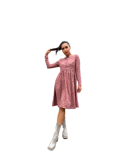 Midi Summer Dress with Functional Buttons and Side Pockets