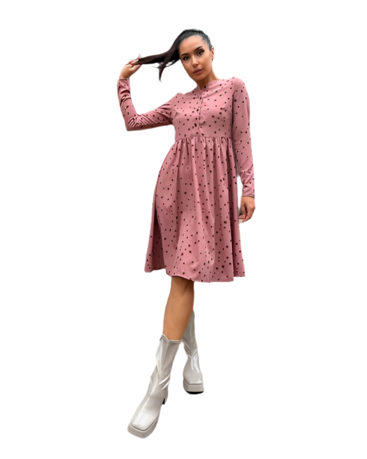 Midi Summer Dress with Functional Buttons and Side Pockets