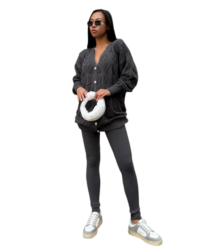 Womens Santa Leggings Cozy Knit Ribbed Pants