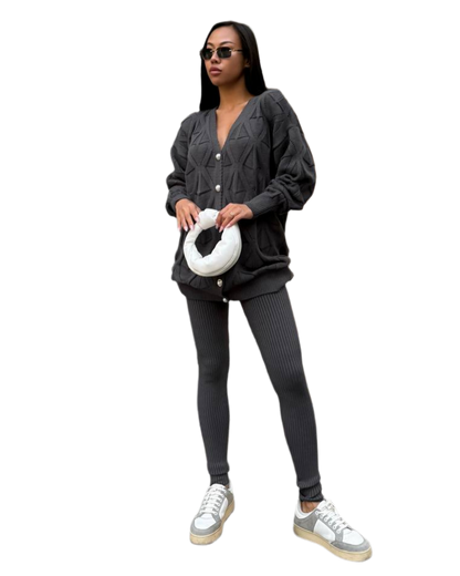 Womens Santa Leggings Cozy Knit Ribbed Pants