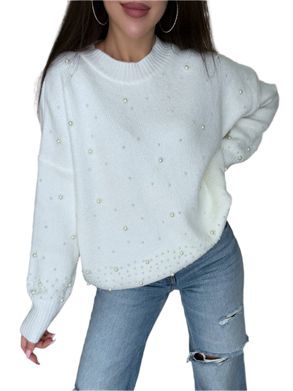 Warm Womens Sweater Verona with Pearl Embellishments