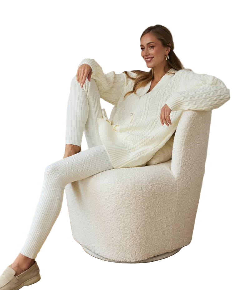 Womens White Santa Leggings Soft Warm Knit