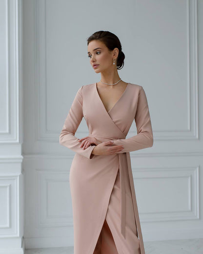 Elegant Wrap Midi Dress for Women in Multiple Colors