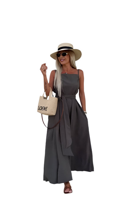 Lightweight Summer Dress with Belt and Pockets
